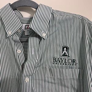 Baylor University VINTAGE logo Men’s Vertical Stripe Button-Down